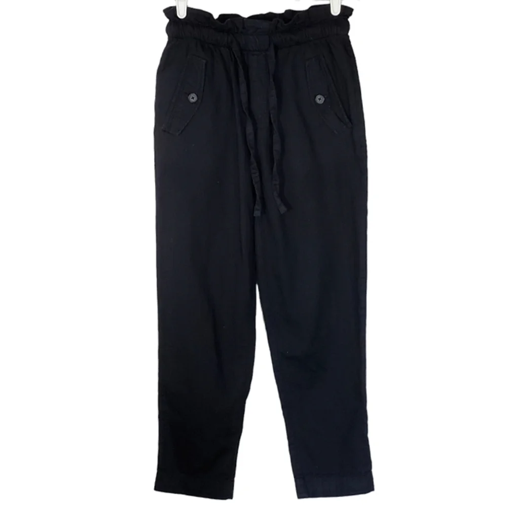 7187 * LOFT Outlet High Rise Straight Leg Cotton Pants Black Size XS - Picture 2 of 11